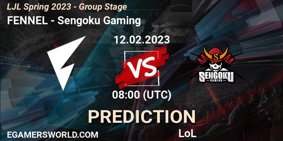 FENNEL vs Sengoku Gaming: Betting TIp, Match Prediction. 12.02.2023 at 08:00. LoL, LJL Spring 2023 - Group Stage