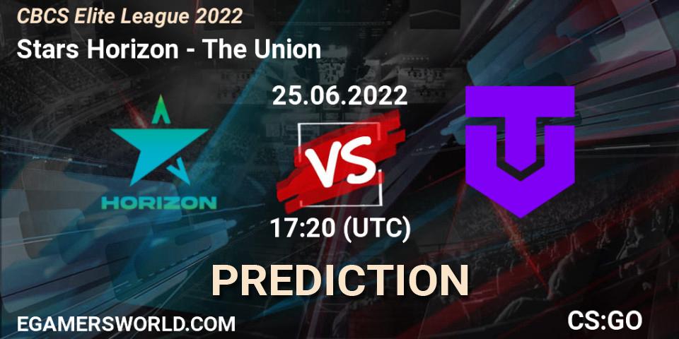 Stars Horizon vs The Union: Betting TIp, Match Prediction. 25.06.2022 at 17:20. Counter-Strike (CS2), CBCS Elite League 2022
