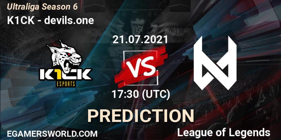 K1CK vs devils.one: Betting TIp, Match Prediction. 21.07.21. LoL, Ultraliga Season 6