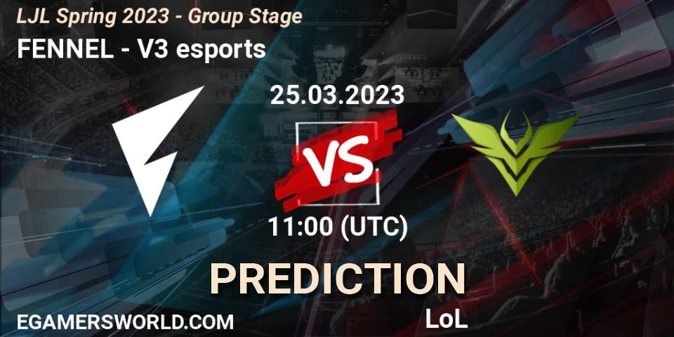 FENNEL vs V3 esports: Betting TIp, Match Prediction. 25.03.23. LoL, LJL Spring 2023 - Group Stage