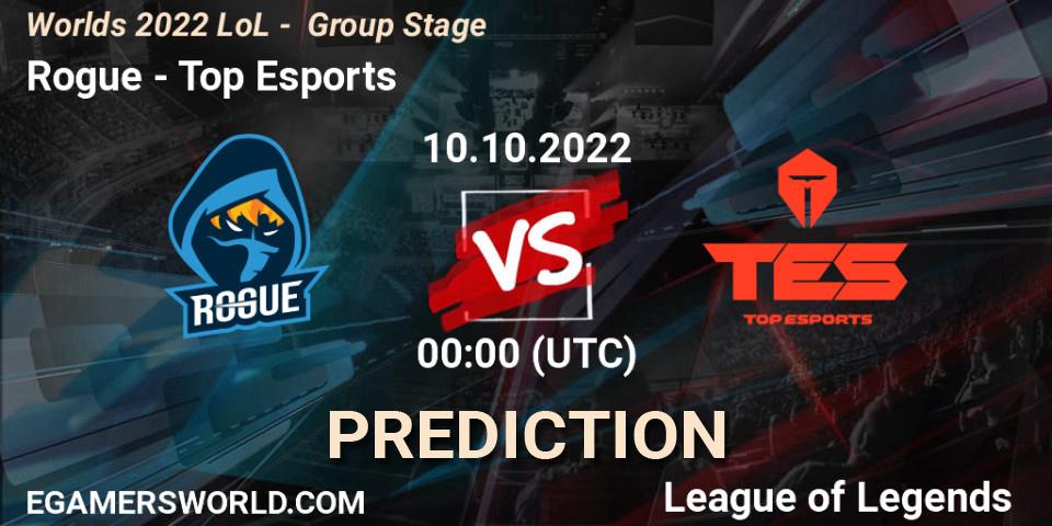 Rogue vs Top Esports: Betting TIp, Match Prediction. 10.10.2022 at 22:00. LoL, Worlds 2022 LoL - Group Stage