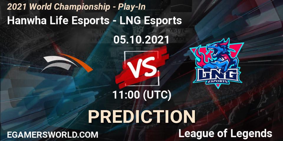 Hanwha Life Esports vs LNG Esports: Betting TIp, Match Prediction. 05.10.2021 at 11:00. LoL, 2021 World Championship - Play-In