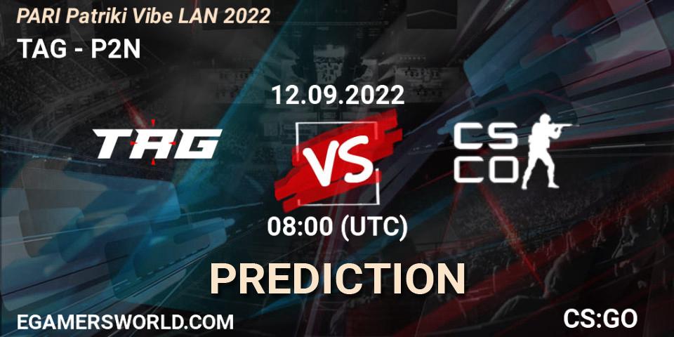 TAG vs P2N: Betting TIp, Match Prediction. 12.09.2022 at 08:00. Counter-Strike (CS2), PARI PATRIKI VIBE LAN