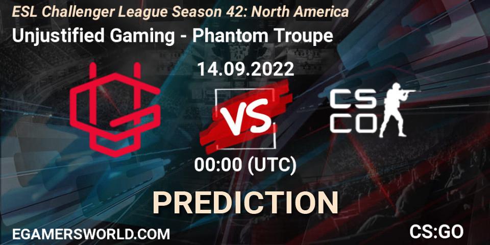 Unjustified Gaming vs Phantom Troupe: Betting TIp, Match Prediction. 14.09.22. CS2 (CS:GO), ESL Challenger League Season 42: North America