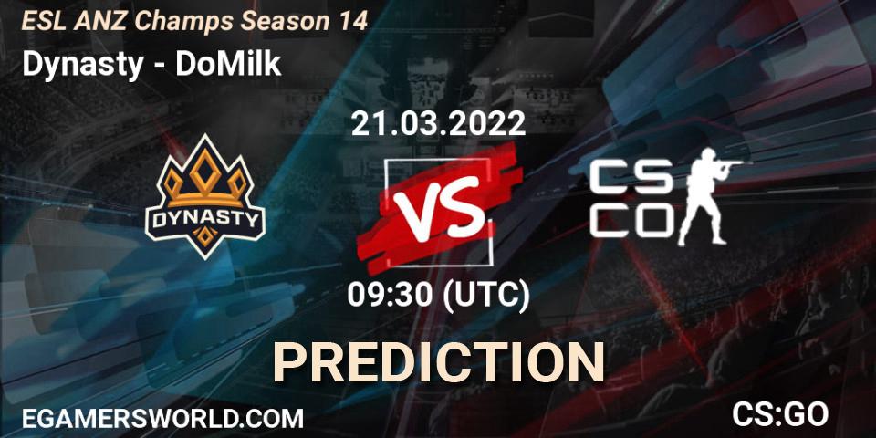 Dynasty vs Collateral: Betting TIp, Match Prediction. 21.03.2022 at 11:15. Counter-Strike (CS2), ESL ANZ Champs Season 14