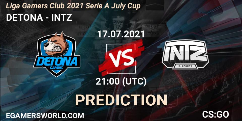 DETONA vs INTZ: Betting TIp, Match Prediction. 17.07.2021 at 21:00. Counter-Strike (CS2), Liga Gamers Club 2021 Serie A July Cup