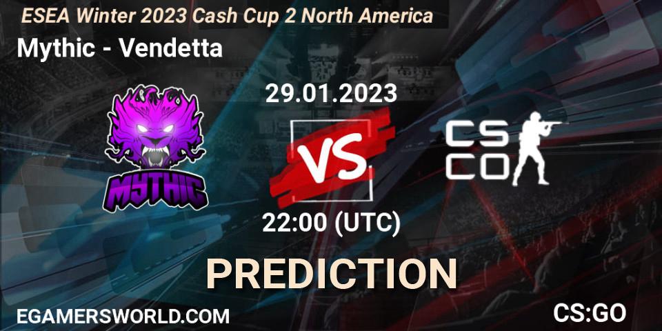 Mythic vs Vendetta: Betting TIp, Match Prediction. 29.01.23. CS2 (CS:GO), ESEA Cash Cup: North America - Winter 2023 #2