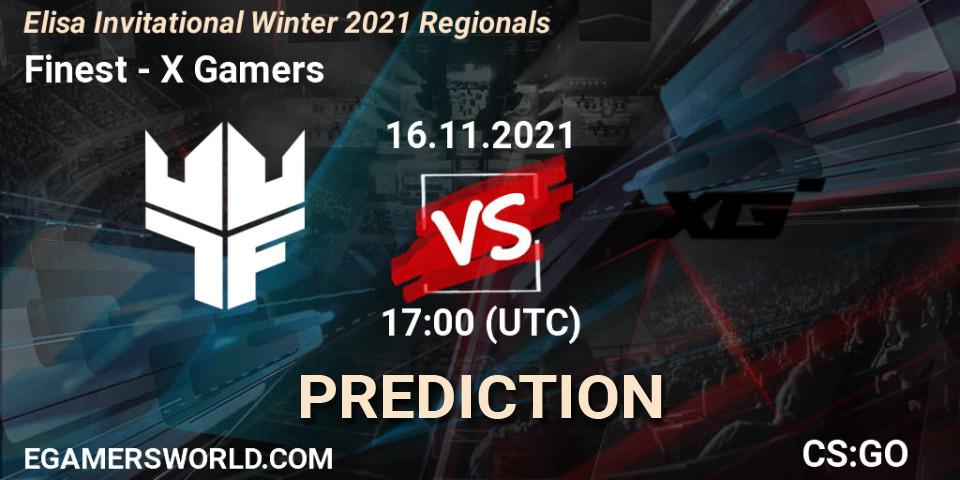 Finest vs X Gamers: Betting TIp, Match Prediction. 16.11.2021 at 17:00. Counter-Strike (CS2), Elisa Invitational Winter 2021 Regionals