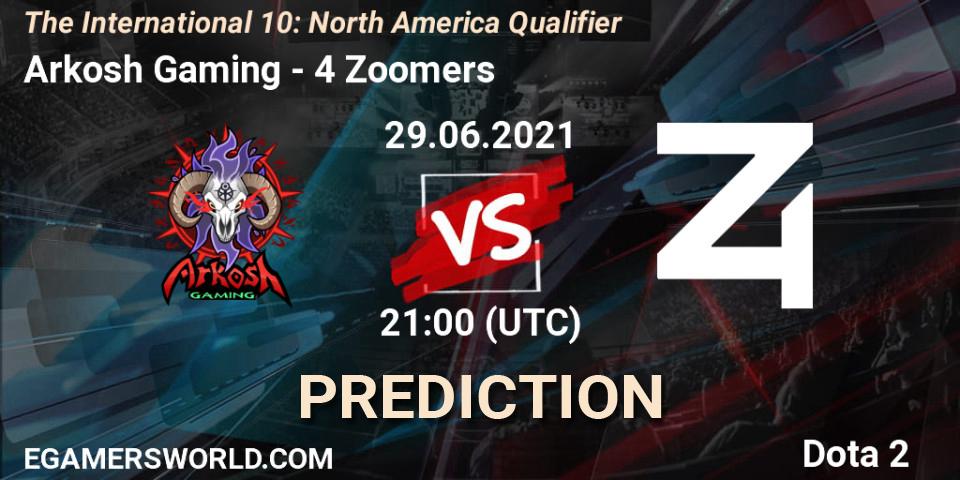 Arkosh Gaming vs 4 Zoomers: Betting TIp, Match Prediction. 01.07.2021 at 00:48. Dota 2, The International 10: North America Qualifier