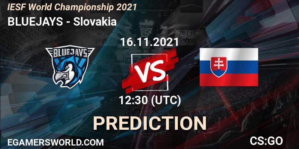 BLUEJAYS vs Team Slovakia: Betting TIp, Match Prediction. 16.11.21. CS2 (CS:GO), IESF World Championship 2021
