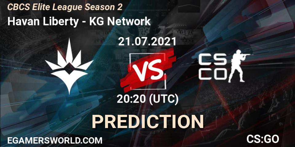 Havan Liberty vs KG Network: Betting TIp, Match Prediction. 21.07.2021 at 20:20. Counter-Strike (CS2), CBCS Elite League Season 2