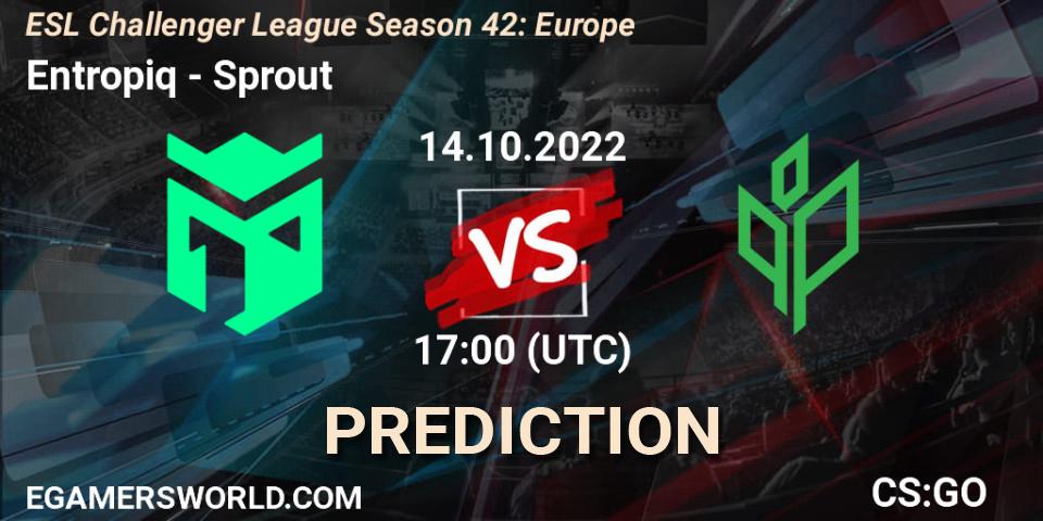 Entropiq vs Sprout: Betting TIp, Match Prediction. 14.10.2022 at 17:00. Counter-Strike (CS2), ESL Challenger League Season 42: Europe