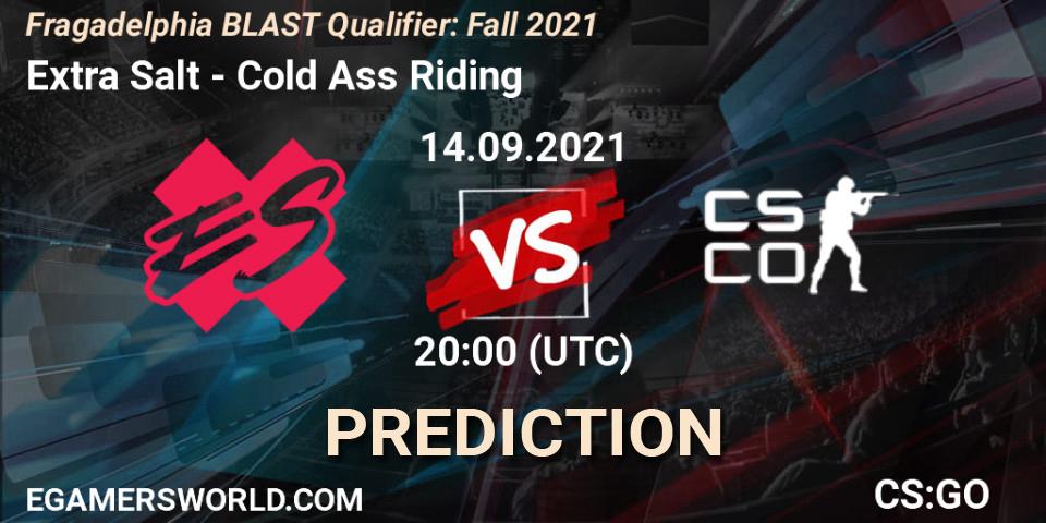 Extra Salt vs Cold Ass Riding: Betting TIp, Match Prediction. 14.09.2021 at 20:00. Counter-Strike (CS2), Fragadelphia BLAST Qualifier: Fall 2021