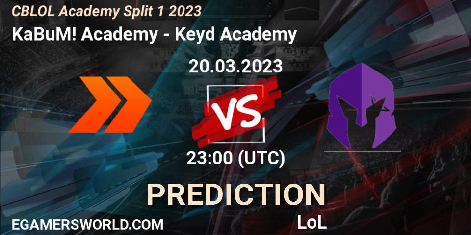 KaBuM! Academy vs Keyd Academy: Betting TIp, Match Prediction. 20.03.2023 at 23:00. LoL, CBLOL Academy Split 1 2023