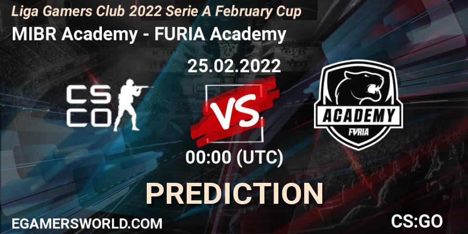 MIBR Academy vs FURIA Academy: Betting TIp, Match Prediction. 25.02.2022 at 00:30. Counter-Strike (CS2), Liga Gamers Club 2022 Serie A February Cup