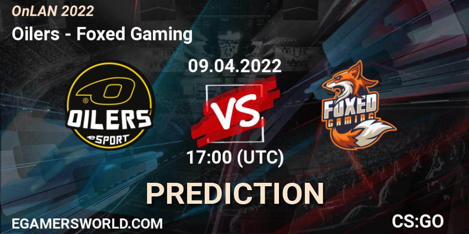Oilers vs Foxed Gaming: Betting TIp, Match Prediction. 09.04.2022 at 17:00. Counter-Strike (CS2), OnLAN 2022