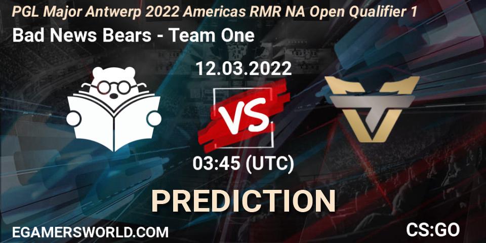 Bad News Bears vs Team One: Betting TIp, Match Prediction. 12.03.22. CS2 (CS:GO), PGL Major Antwerp 2022 Americas RMR NA Open Qualifier 1