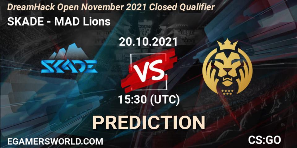 SKADE vs MAD Lions: Betting TIp, Match Prediction. 20.10.2021 at 15:30. Counter-Strike (CS2), DreamHack Open November 2021 Closed Qualifier