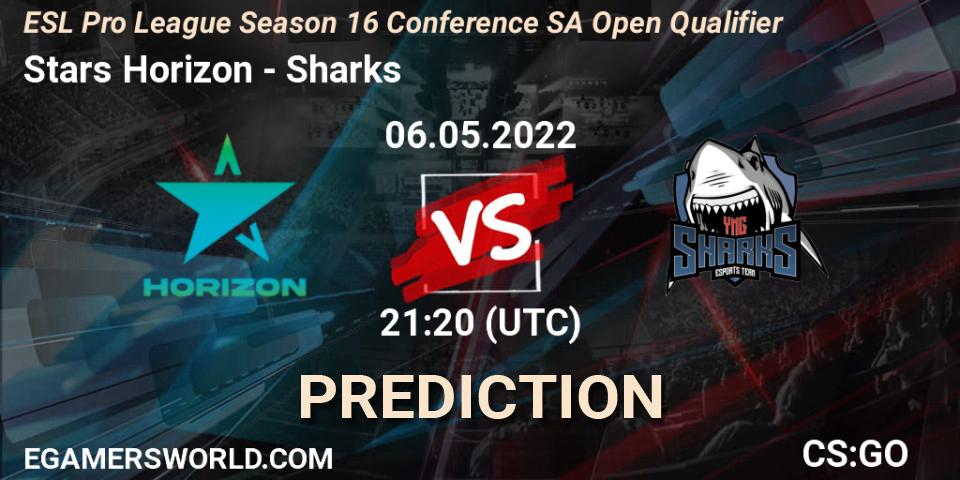 Stars Horizon vs Sharks: Betting TIp, Match Prediction. 06.05.2022 at 21:20. Counter-Strike (CS2), ESL Pro League Season 16 Conference SA Open Qualifier