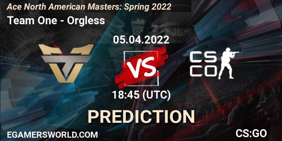 Team One vs Orgless: Betting TIp, Match Prediction. 05.04.22. CS2 (CS:GO), Ace North American Masters: Spring 2022