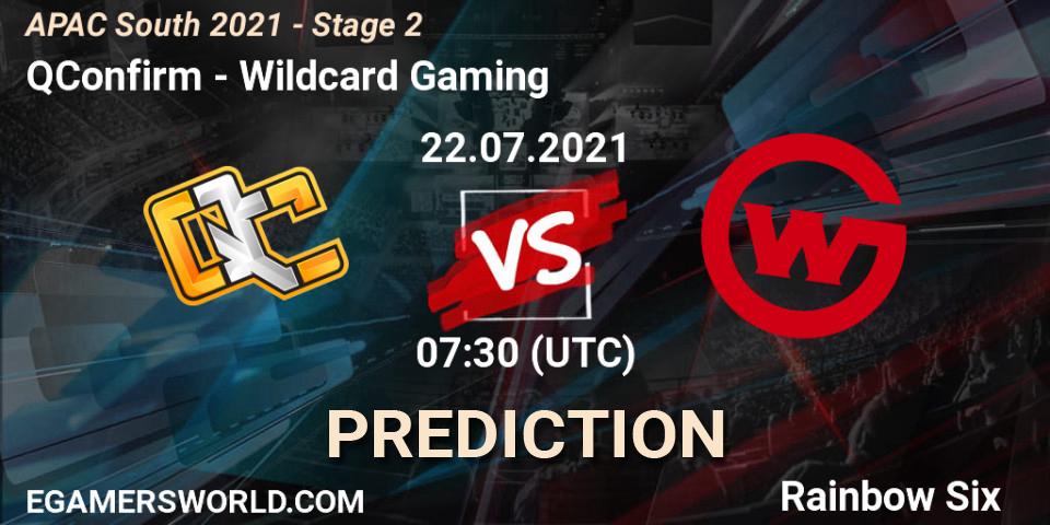 QConfirm vs Wildcard Gaming: Betting TIp, Match Prediction. 22.07.2021 at 07:30. Rainbow Six, APAC South 2021 - Stage 2