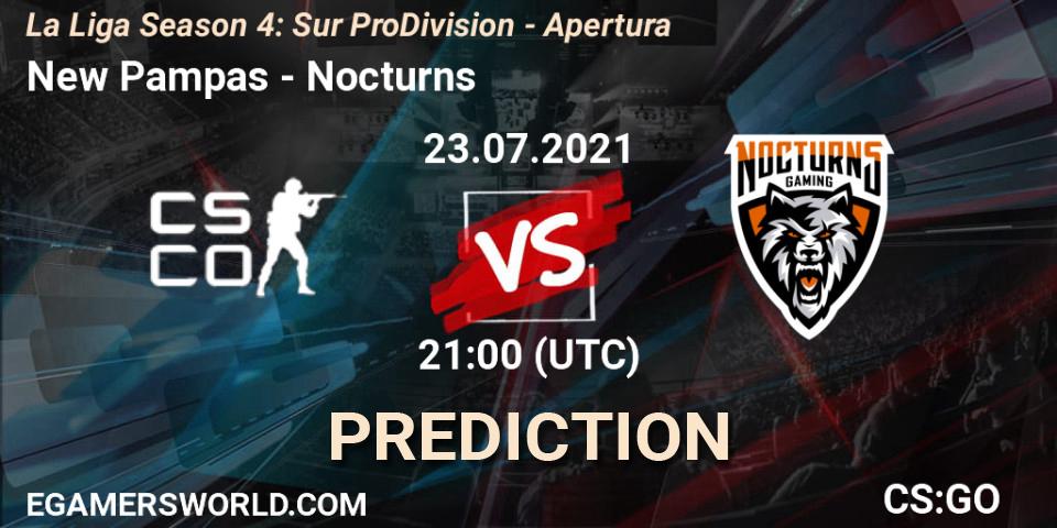 New Pampas vs Nocturns: Betting TIp, Match Prediction. 23.07.2021 at 21:00. Counter-Strike (CS2), La Liga Season 4: Sur Pro Division - Apertura