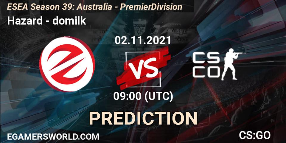 Hazard vs domilk: Betting TIp, Match Prediction. 02.11.21. CS2 (CS:GO), ESEA Season 39: Australia - Premier Division