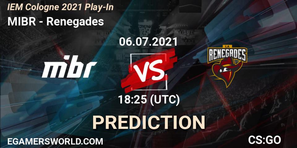 MIBR vs Renegades: Betting TIp, Match Prediction. 06.07.21. CS2 (CS:GO), IEM Cologne 2021 Play-In