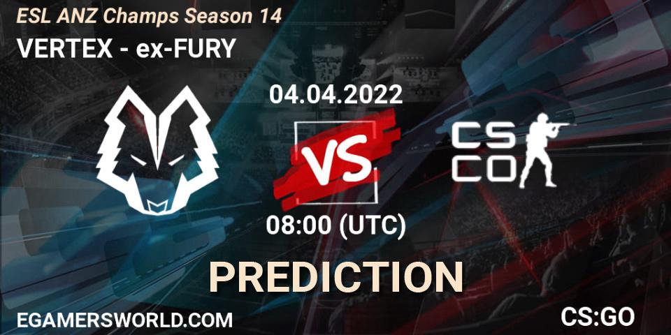 VERTEX vs ex-FURY: Betting TIp, Match Prediction. 04.04.22. CS2 (CS:GO), ESL ANZ Champs Season 14