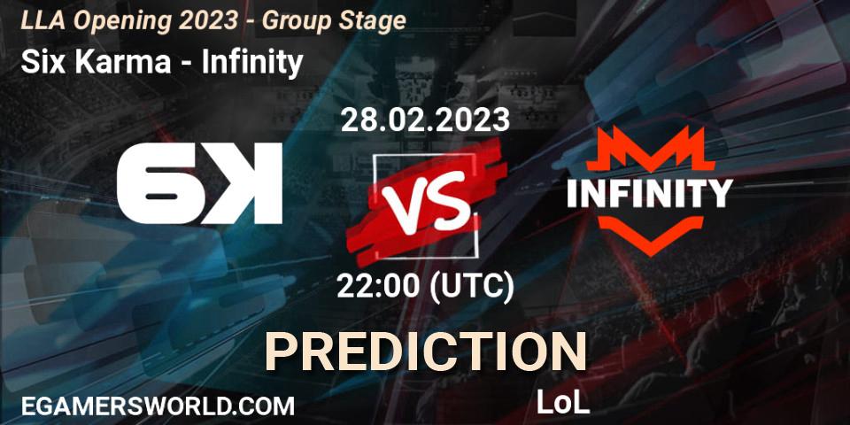 Six Karma vs Infinity: Betting TIp, Match Prediction. 28.02.23. LoL, LLA Opening 2023 - Group Stage