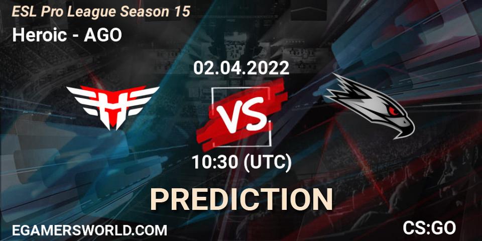 Heroic vs AGO: Betting TIp, Match Prediction. 02.04.22. CS2 (CS:GO), ESL Pro League Season 15
