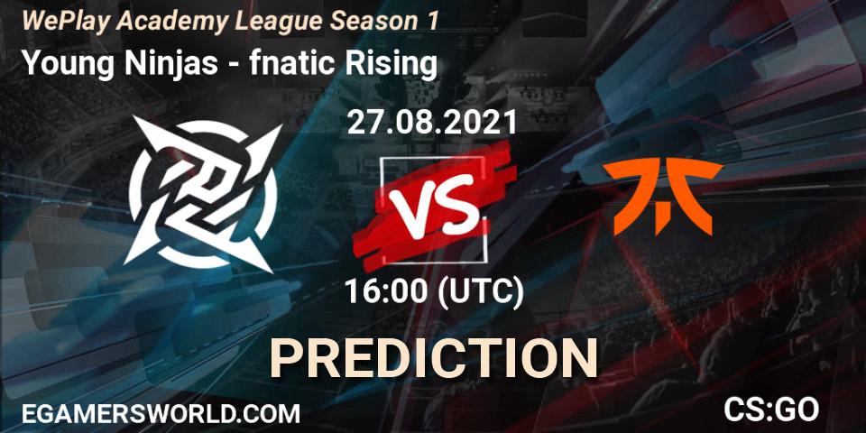Young Ninjas vs fnatic Rising: Betting TIp, Match Prediction. 27.08.2021 at 16:05. Counter-Strike (CS2), WePlay Academy League Season 1