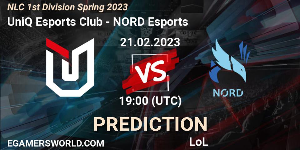 UniQ Esports Club vs NORD Esports: Betting TIp, Match Prediction. 21.02.2023 at 19:00. LoL, NLC 1st Division Spring 2023