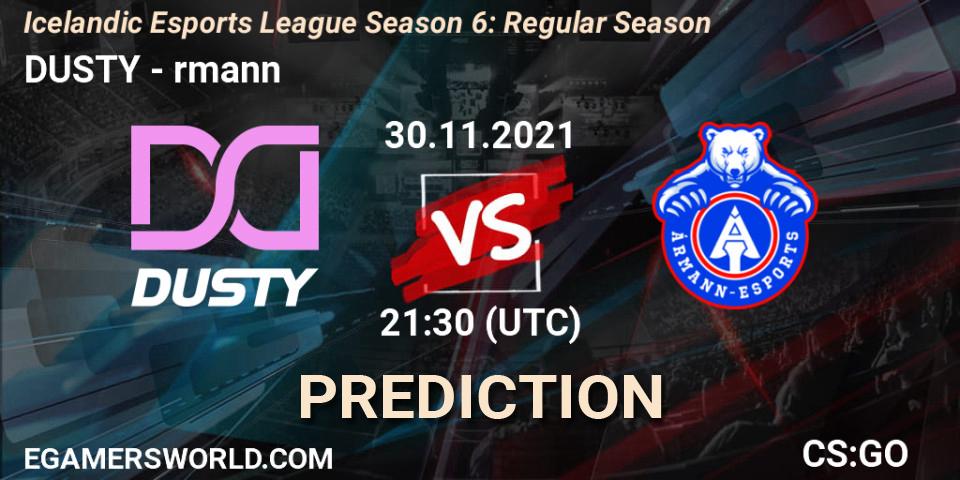 DUSTY vs Ármann: Betting TIp, Match Prediction. 30.11.2021 at 21:30. Counter-Strike (CS2), Icelandic Esports League Season 6: Regular Season
