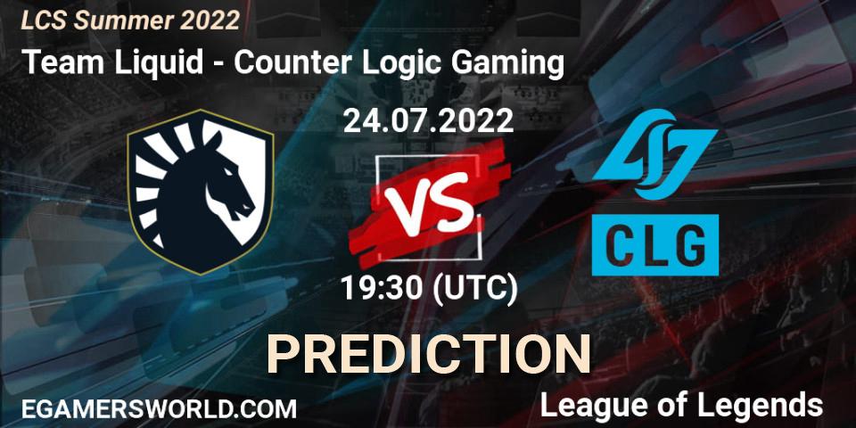 Team Liquid vs Counter Logic Gaming: Betting TIp, Match Prediction. 24.07.22. LoL, LCS Summer 2022
