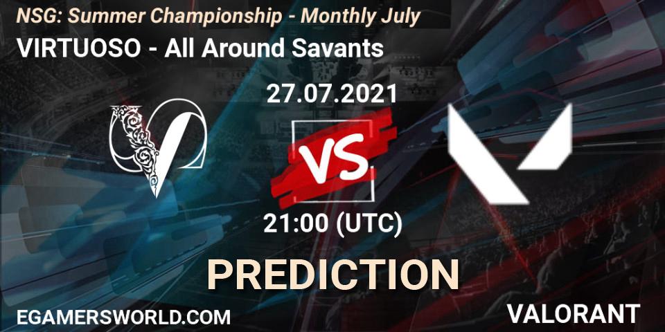 VIRTUOSO vs All Around Savants: Betting TIp, Match Prediction. 27.07.2021 at 21:00. VALORANT, NSG: Summer Championship - Monthly July