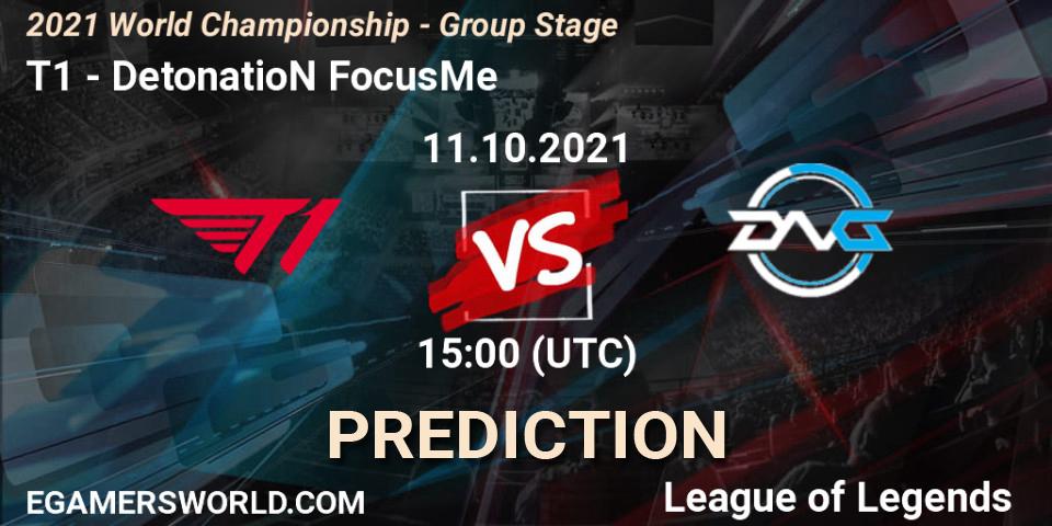 T1 vs DetonatioN FocusMe: Betting TIp, Match Prediction. 11.10.2021 at 15:00. LoL, 2021 World Championship - Group Stage