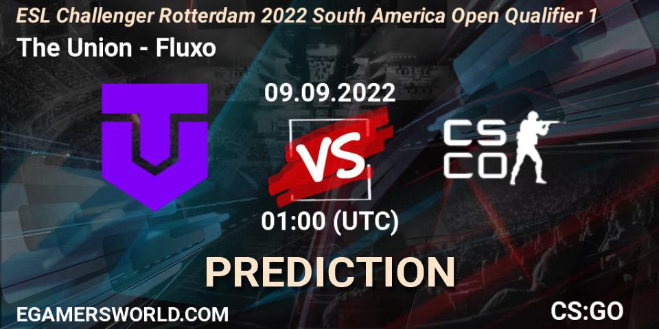 The Union vs Fluxo: Betting TIp, Match Prediction. 09.09.2022 at 01:00. Counter-Strike (CS2), ESL Challenger Rotterdam 2022 South America Open Qualifier 1