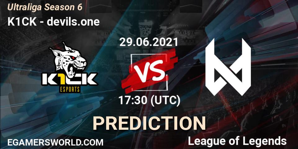 K1CK vs devils.one: Betting TIp, Match Prediction. 29.06.21. LoL, Ultraliga Season 6