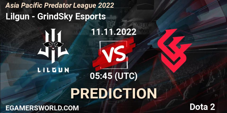 Lilgun vs GrindSky Esports: Betting TIp, Match Prediction. 11.11.22. Dota 2, Asia Pacific Predator League 2022