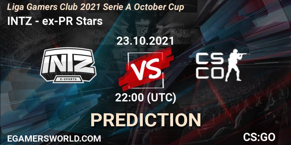 INTZ vs ex-PR Stars: Betting TIp, Match Prediction. 23.10.2021 at 22:00. Counter-Strike (CS2), Liga Gamers Club 2021 Serie A October Cup
