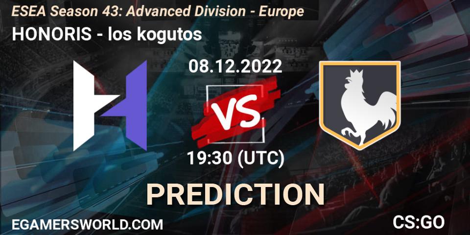 HONORIS vs los kogutos: Betting TIp, Match Prediction. 08.12.22. CS2 (CS:GO), ESEA Season 43: Advanced Division - Europe