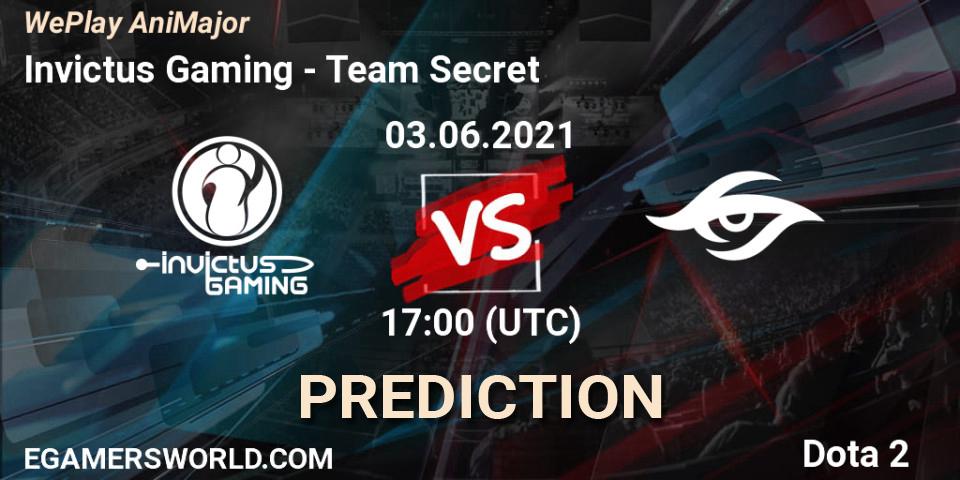 Invictus Gaming vs Team Secret: Betting TIp, Match Prediction. 03.06.2021 at 19:21. Dota 2, WePlay AniMajor 2021