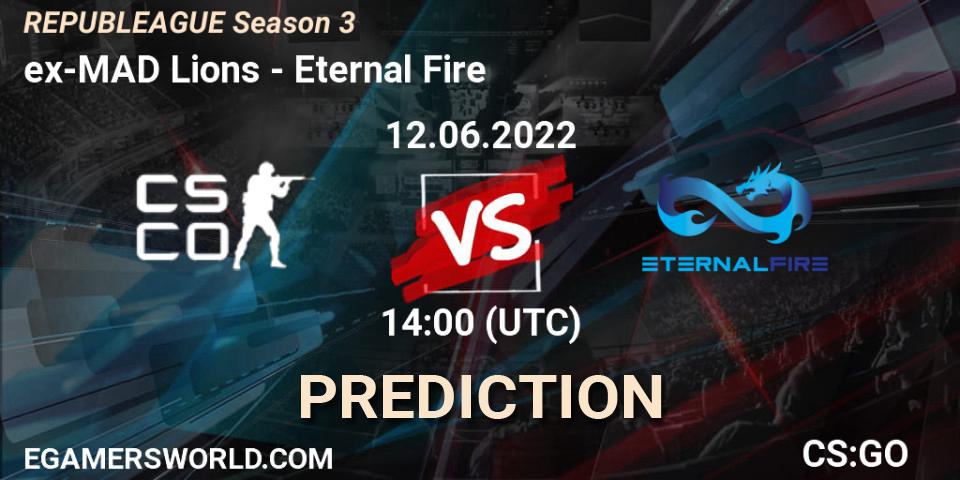 ex-MAD Lions vs Eternal Fire: Betting TIp, Match Prediction. 12.06.2022 at 14:00. Counter-Strike (CS2), REPUBLEAGUE Season 3