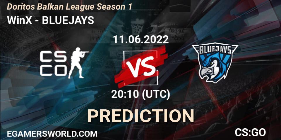 WinX vs BLUEJAYS: Betting TIp, Match Prediction. 11.06.2022 at 20:15. Counter-Strike (CS2), Doritos Balkan League Season 1