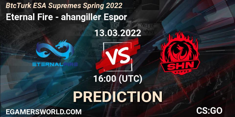 Eternal Fire vs Şahangiller Espor: Betting TIp, Match Prediction. 13.03.2022 at 16:00. Counter-Strike (CS2), BtcTurk ESA Supremes Spring 2022