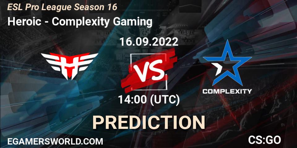 Heroic vs Complexity Gaming: Betting TIp, Match Prediction. 16.09.22. CS2 (CS:GO), ESL Pro League Season 16