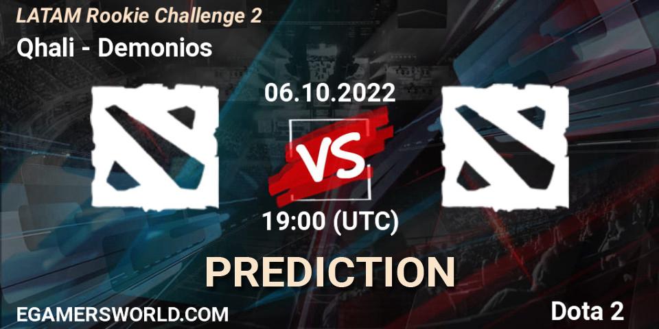 Qhali vs Demonios: Betting TIp, Match Prediction. 06.10.2022 at 19:11. Dota 2, LATAM Rookie Challenge 2