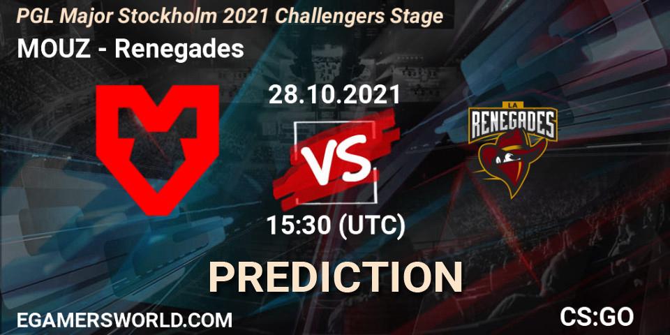 MOUZ vs Renegades: Betting TIp, Match Prediction. 28.10.21. CS2 (CS:GO), PGL Major Stockholm 2021 Challengers Stage