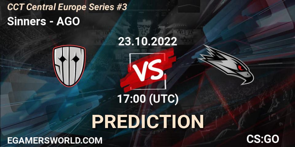 Sinners vs AGO: Betting TIp, Match Prediction. 23.10.2022 at 17:00. Counter-Strike (CS2), CCT Central Europe Series #3